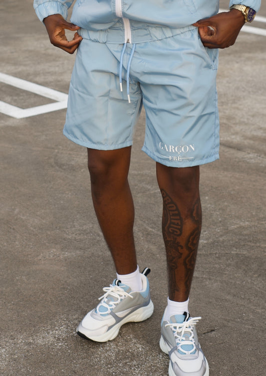 Sky Blue Windbreaker Shorts