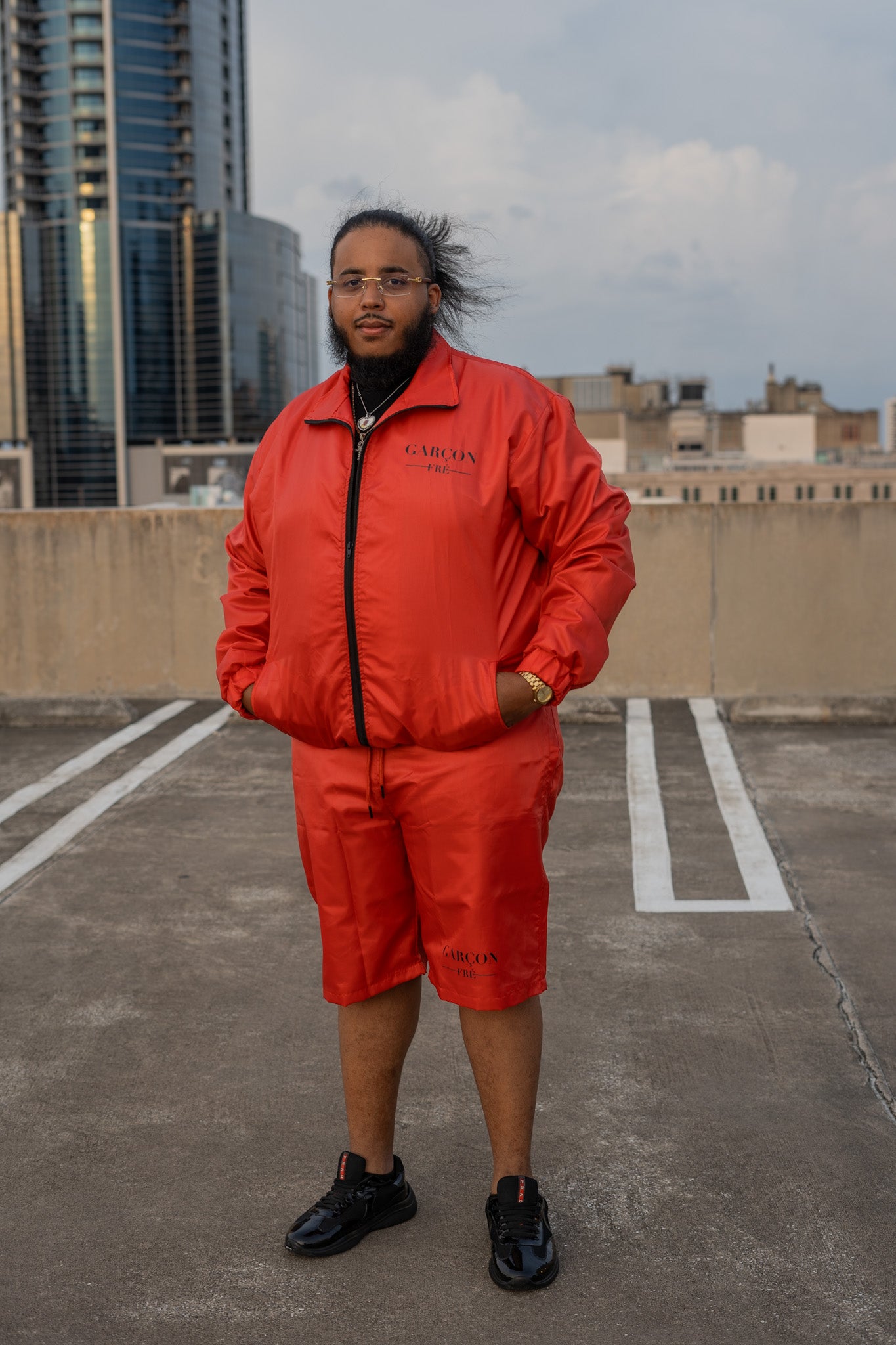 Fire Red Windbreaker Shorts